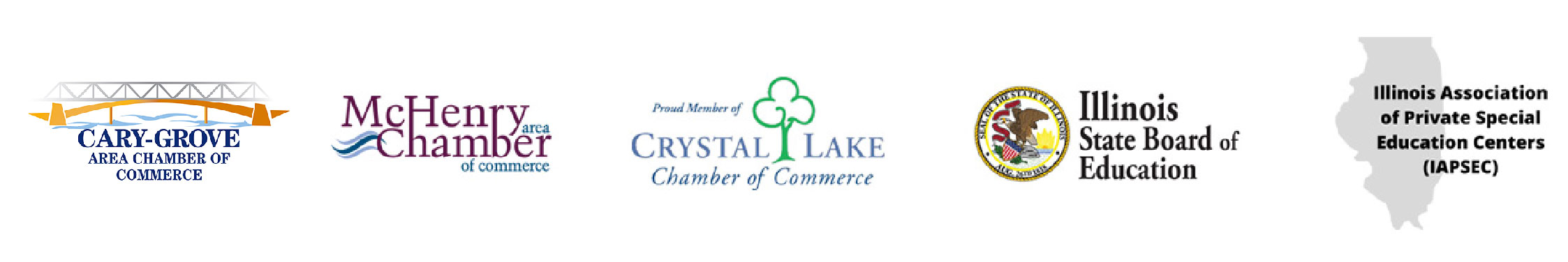 affiliation logos of mchenry chamber of commerce, crystal lake chamber of commerce, illinois state board of education, illinois association of private special education centers 