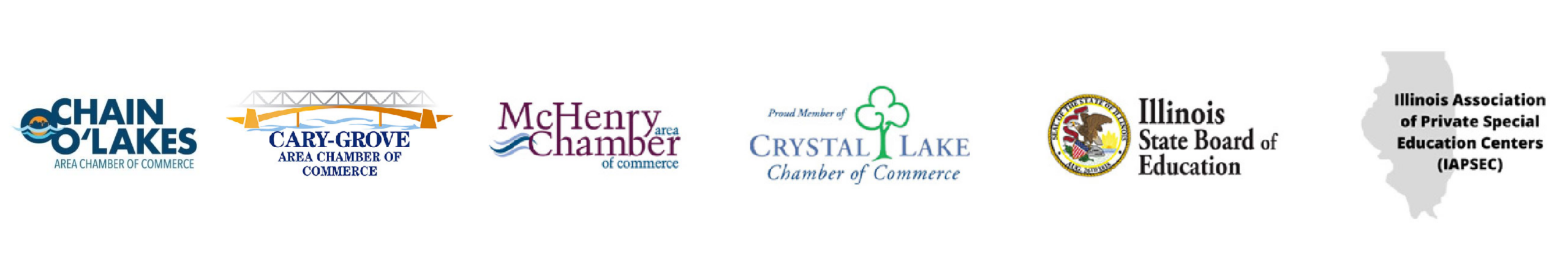 affiliation logos of mchenry chamber of commerce, crystal lake chamber of commerce, illinois state board of education, illinois association of private special education centers 